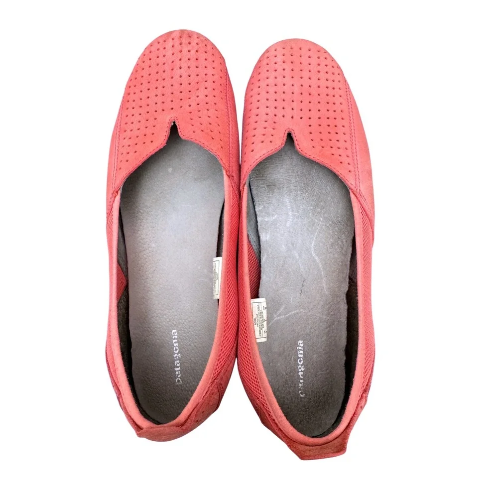 Patagonia Maha Ballet Flats Perforated Leather Mesh Coral Pink Size 9 Casual